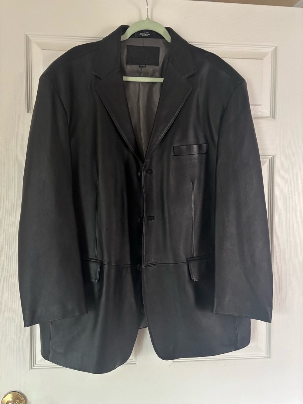 Stafford Black Leather Sport Coat Blazer